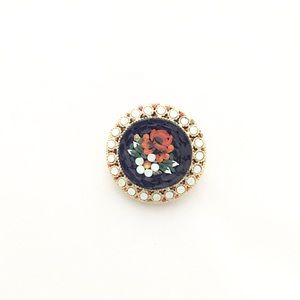 Vintage Italian Floral Micro Mosaic Brooch